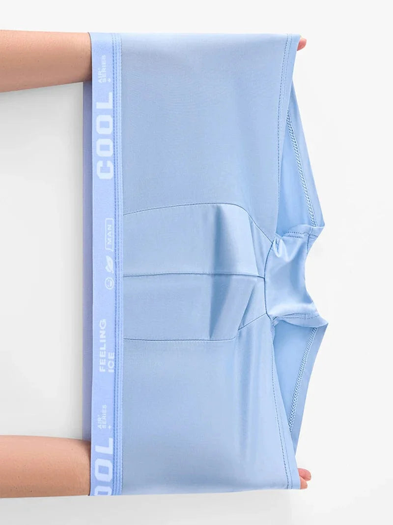 Showlu Men's Ice Silk Boxer Shorts in a 4-pack, antibacterial, breathable, elastic underwear for plus size L-6XL with sexy fit.