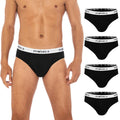 Four men's cotton briefs by Showlu Fashion Store, low-rise breathable underwear with elastic waistband and comfortable fit.