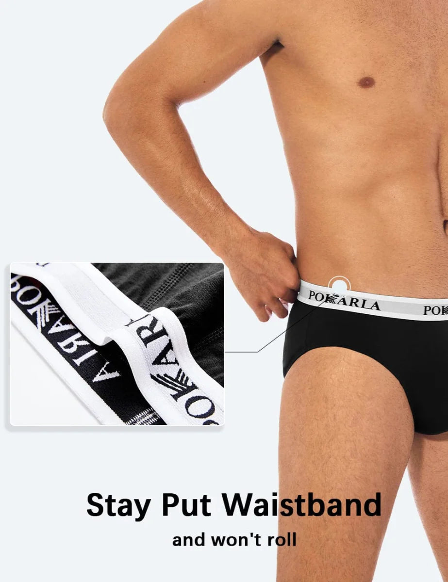 Set of four men's cotton briefs from Showlu Fashion Store, breathable low-rise underwear with elastic waistband and comfortable fit.