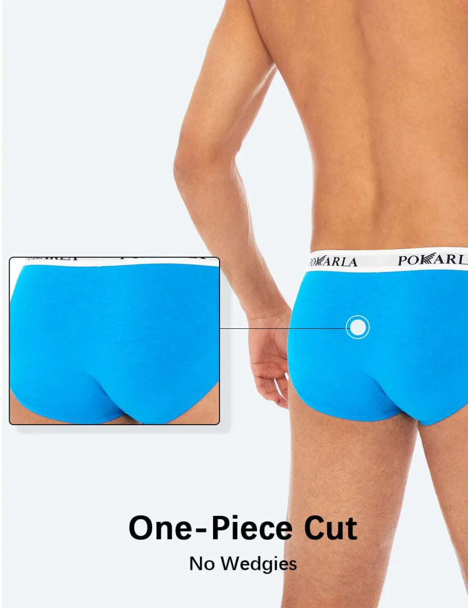 Set of four men's cotton briefs by Showlu Fashion, low-rise breathable underwear with elastic waistband and comfortable fit.