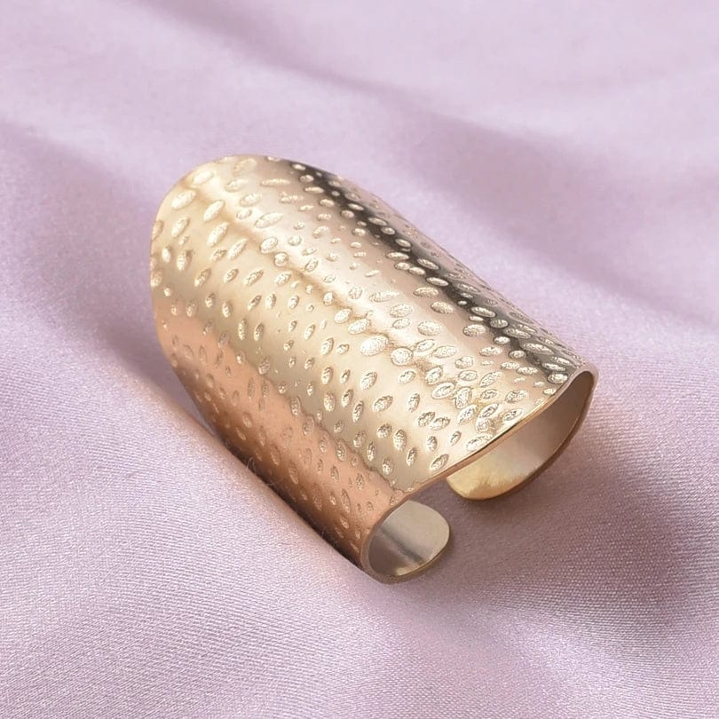 Set of four Showlu stainless steel wide opening rings featuring punk geometric designs for women and men.