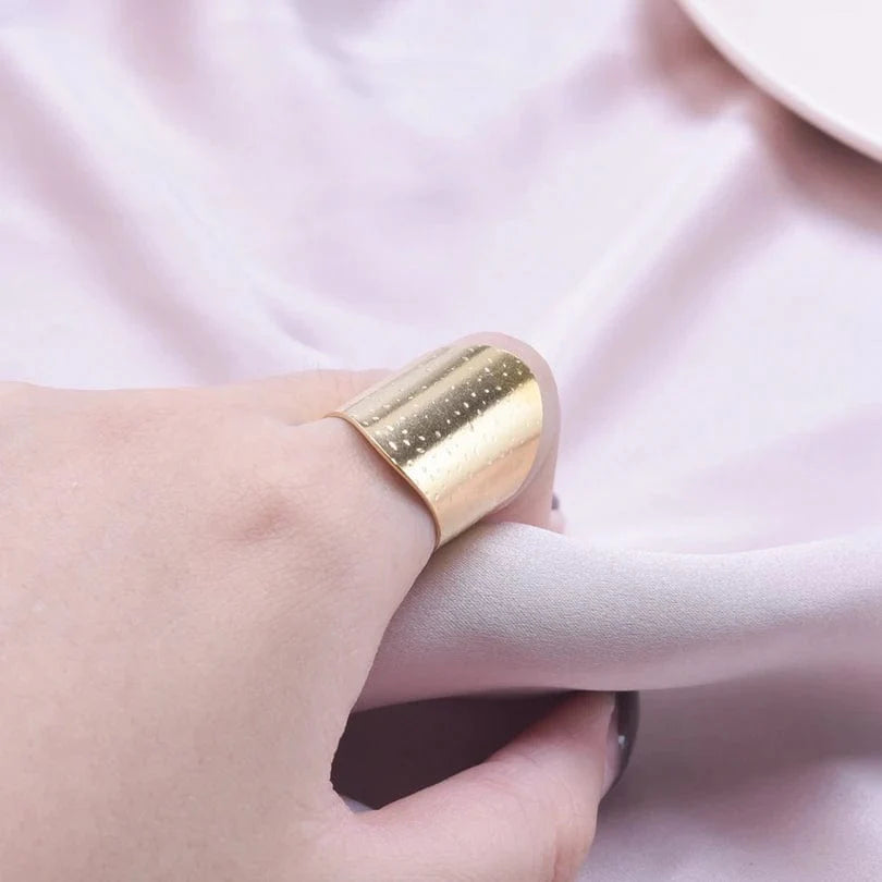 Set of four Showlu stainless steel wide opening rings featuring minimalist punk geometric designs for women and men.