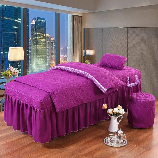 4pcs/Set Beauty Salon Bedding Sets Massage Spa Use Colchas Bed Cover Sheets Bedspread Bedskirt Pillowcase Duvet Cover - SHOWLU FASHION STORE