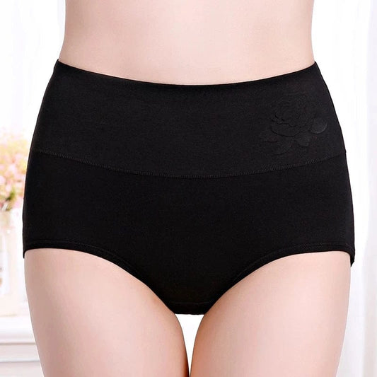 4Pcs/Set High Waist Underwear Cotton Panties Women Body Slimming Solid Briefs Plus Size Underpants Female Breathable Lingeries - SHOWLU FASHION STORE