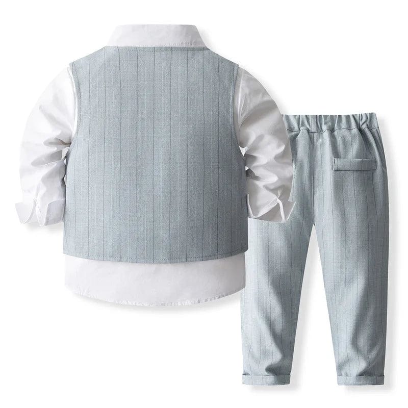 Baby boys' 4-piece cotton gentleman suit by Showlu Fashion with vest, pants, and tie, perfect for spring toddler fashion.