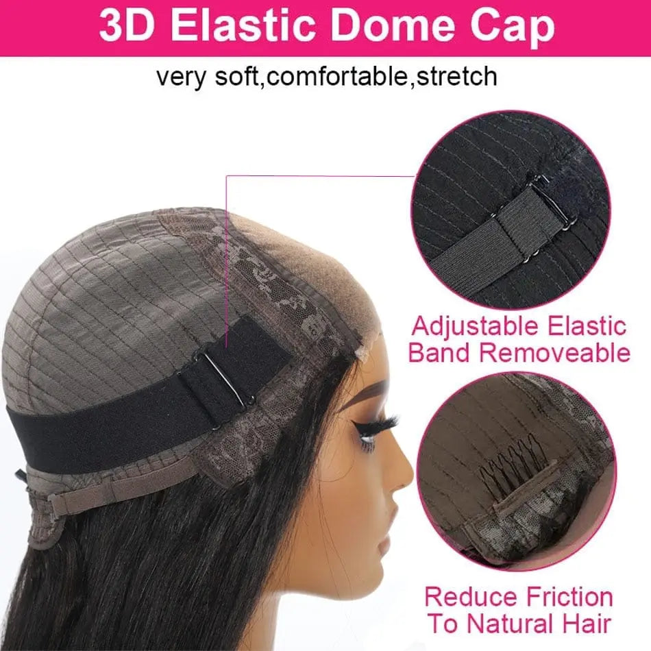 Beliself 4x6 glueless straight human hair wig with HD lace, Brazilian Remy hair, pre-plucked, ready-to-wear, natural look.