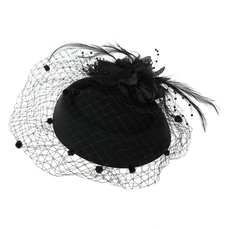 Thinkthendom Women's fascinator hat with feather flower, veil, and pillbox design, perfect for tea parties and special events.