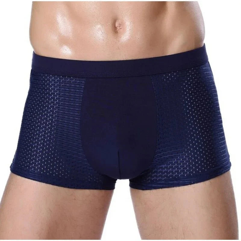 4XL men's bamboo fiber boxer shorts from SHOWLU FASHION STORE, breathable solid underwear for men with comfortable fit