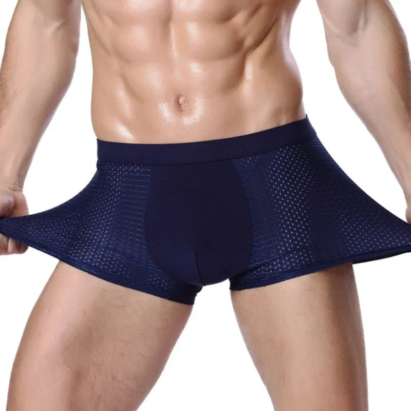 4XL men's bamboo fiber boxer shorts from SHOWLU FASHION STORE, breathable solid underwear for men, comfortable and lightweight.