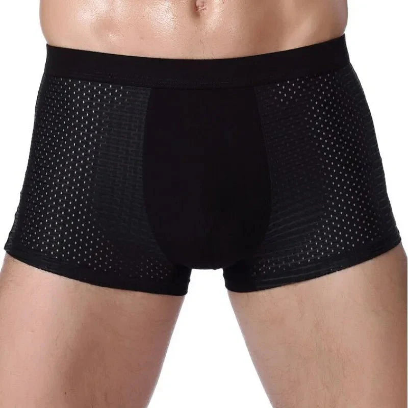 4XL men's bamboo fiber boxer shorts in solid breathable underwear, featuring comfortable fit and natural fabric from SHOWLU FASHION STORE.