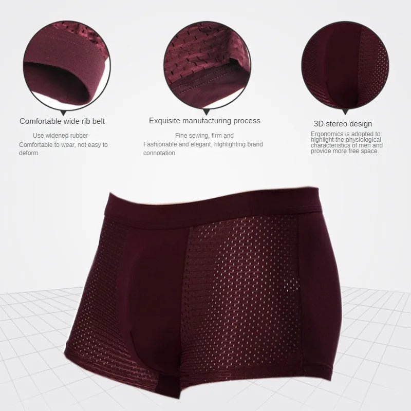 4XL Plus Banboo Fiber Men Underwear Male Boxer Solid Panties Shorts Men's Underpants Breathable Intimate Man Boxers - SHOWLU FASHION STORE