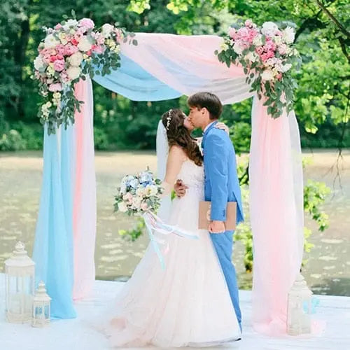 Sheer crystal organza tulle roll for wedding and party decor, showing lightweight, transparent fabric ideal for backdrops and sashes.