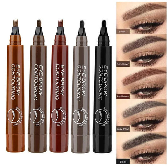 5 Colors Waterproof 4 Fork Tip Eyebrow Tattoo Pencil Long Lasting Brown Liquid Eyebrow Pen Eye Cosmetics Women Beauty Makeup - SHOWLU FASHION STORE