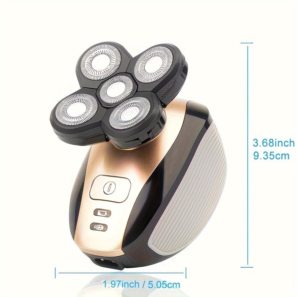 SHOWLU FASHION 5-Head Men's Electric Shaver with rotary blades, cordless design, LED display, and wet/dry shaving for grooming.