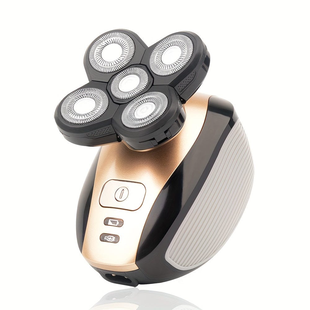 SHOWLU FASHION 5-Head Men's Electric Shaver with LED display, cordless design, wet/dry use, compact grooming kit for travel.