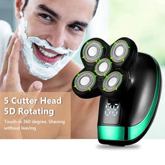 5 In 1 4D Men's Rechargeable Bald Head Electric Shaver 5 Floating Heads Beard Nose Ear Hair Trimmer Razor Clipper Facial Brush - SHOWLU FASHION STORE