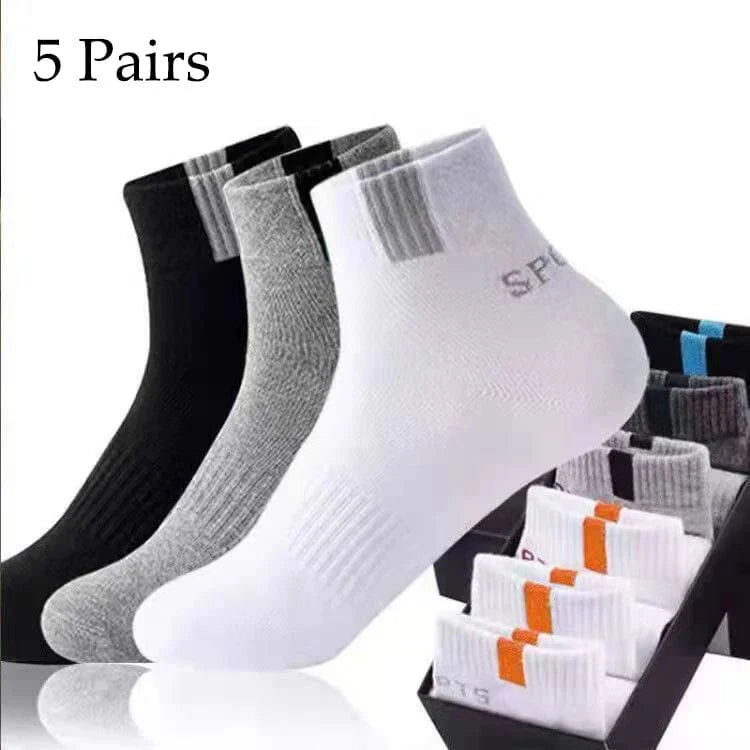 Set of 5 Showlu men's bamboo fiber cotton sports socks in size 37-43, breathable, deodorant, suitable for autumn and winter wear.