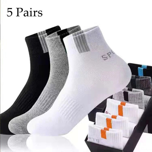 5 Pairs Men Bamboo Fiber Autumn Winter Men Socks Breathable Cotton Sports Sock Breathable Deodorant Business Socks Size 37 - 43 - SHOWLU FASHION STORE