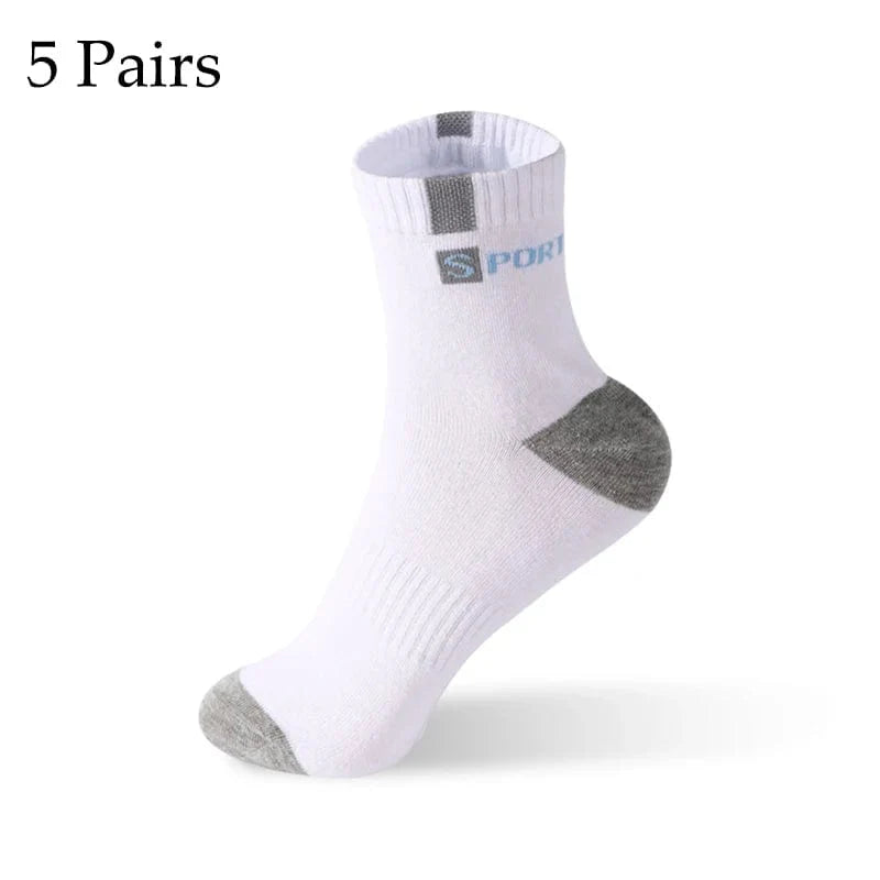 Showlu Men's bamboo fiber cotton sports socks in a 5-pair pack, breathable, deodorant, size 37-43, suitable for autumn and winter.