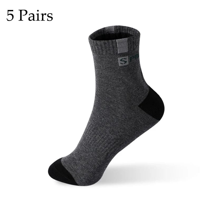 Set of five Showlu men's bamboo fiber cotton sports socks in size 37-43, breathable, deodorant, suitable for autumn and winter wear.