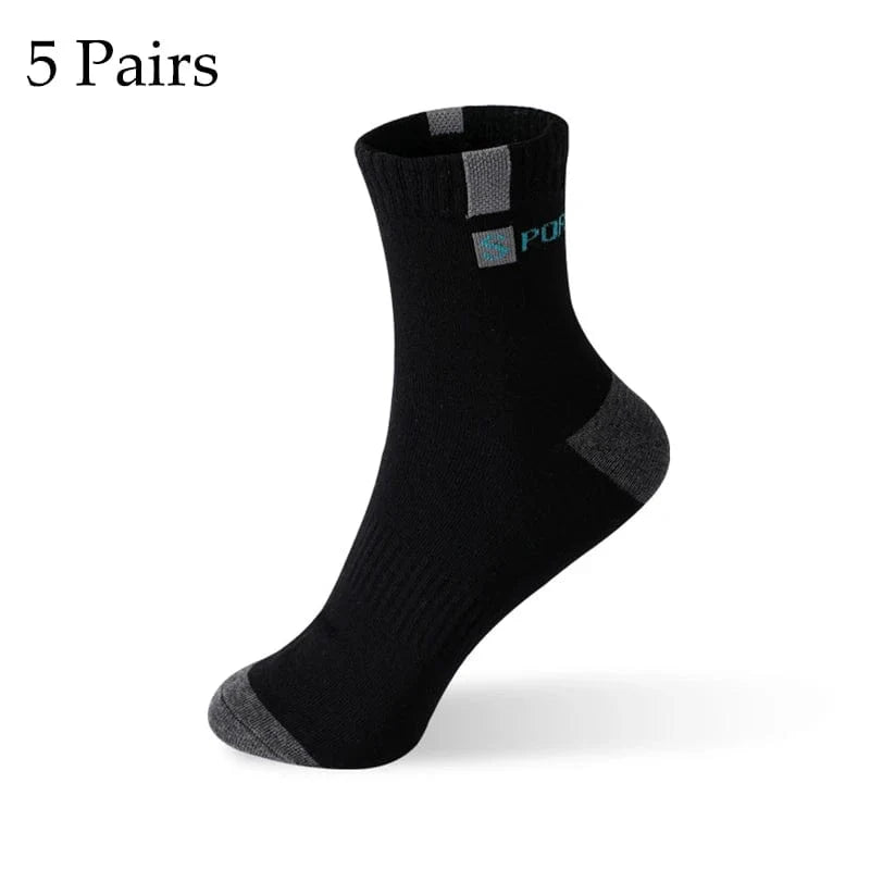 Five pairs of Showlu men's bamboo fiber cotton sports socks in size 37-43, breathable, deodorant, ideal for autumn and winter.