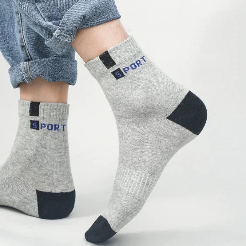 Showlu Men's bamboo fiber cotton sports socks in a 5-pair pack, breathable, deodorant, size 37-43, ideal for autumn and winter.