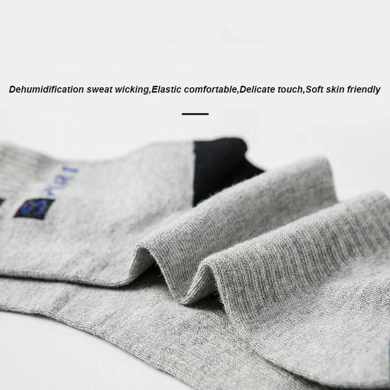Showlu men's bamboo fiber cotton sports socks, 5 pairs, breathable, deodorant, size 37-43, suitable for autumn and winter.