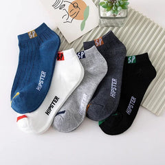 5 Pairs Mens Letters SP Short Socks Spring And Summer Shallow Low Top Sport Short Socks Trend In Tube Socks - SHOWLU FASHION STORE