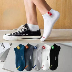 5 Pairs Mens Letters SP Short Socks Spring And Summer Shallow Low Top Sport Short Socks Trend In Tube Socks - SHOWLU FASHION STORE