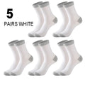 Set of five men's cotton crew socks by Showlu Fashion, ideal for casual, sports, and hiking, in black with comfortable fit.