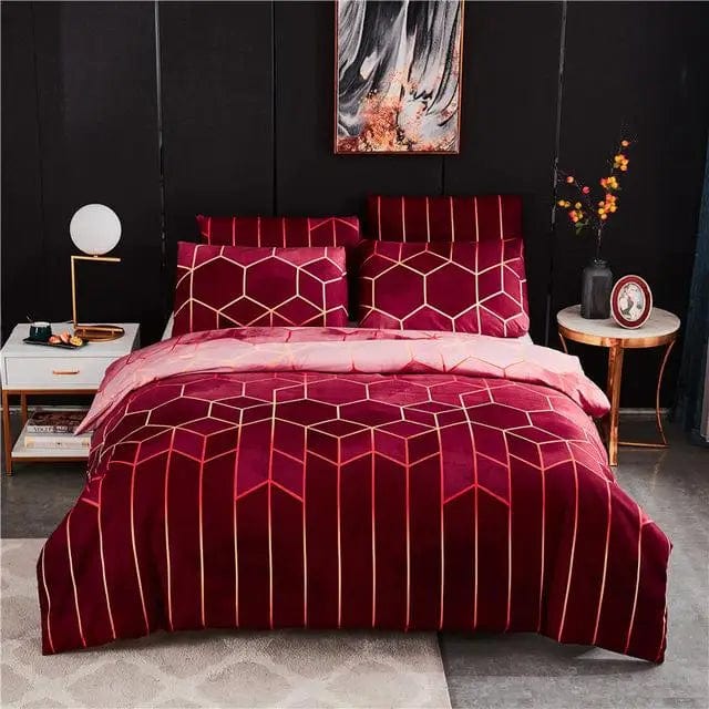 50 Geometric Duvet Cover Set Bed Linen Comforter Bedding Set Queen King Size - SHOWLU FASHION STORE