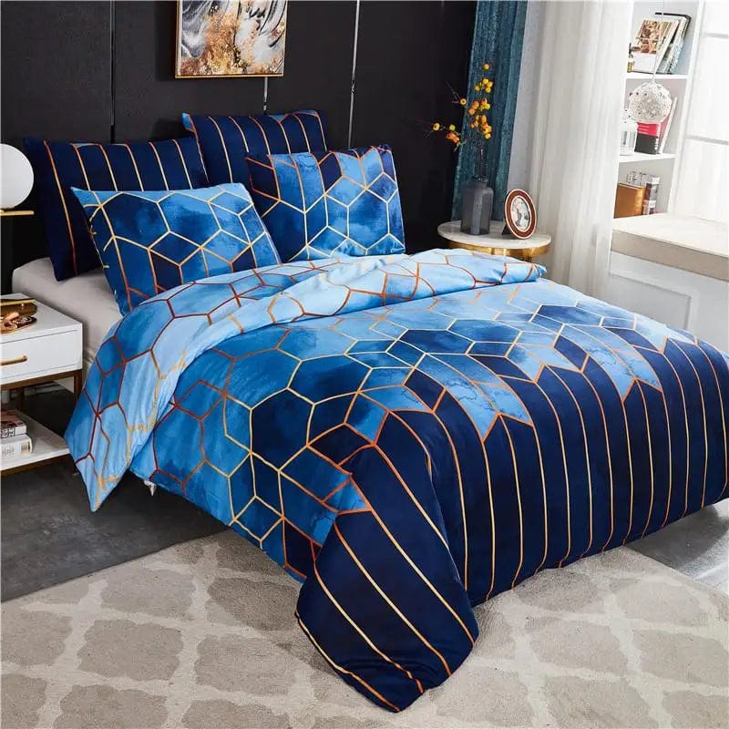 50 Geometric Duvet Cover Set Bed Linen Comforter Bedding Set Queen King Size - SHOWLU FASHION STORE