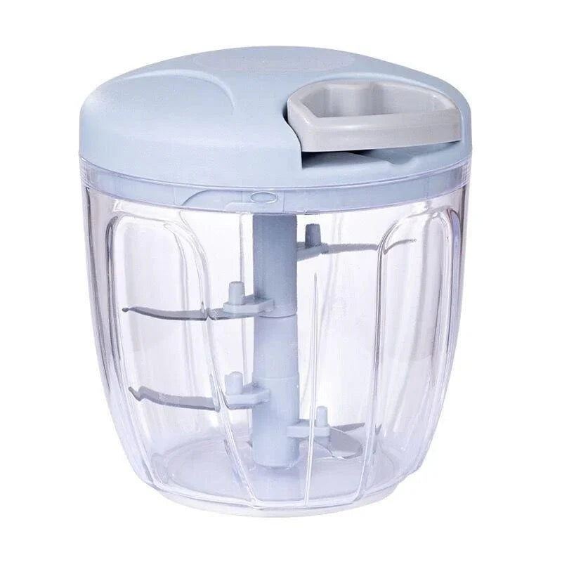 Showlu manual meat mincer and garlic chopper with 500/900ml capacity, featuring a rotating garlic press and vegetable cutter for kitchen use.