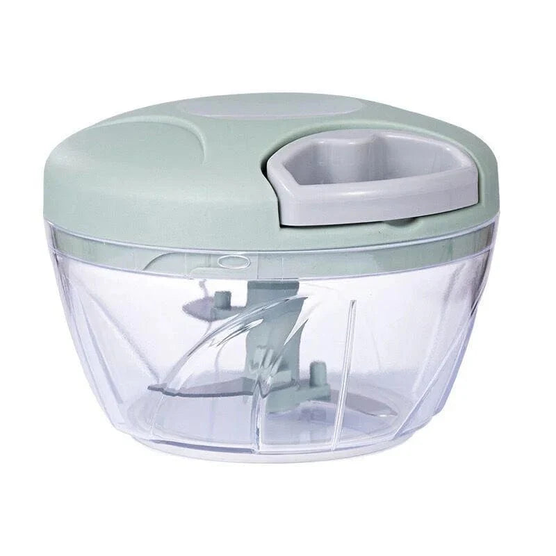 Showlu manual meat mincer and garlic chopper with 500/900ml capacity, featuring rotating garlic press and vegetable cutter for kitchen prep.