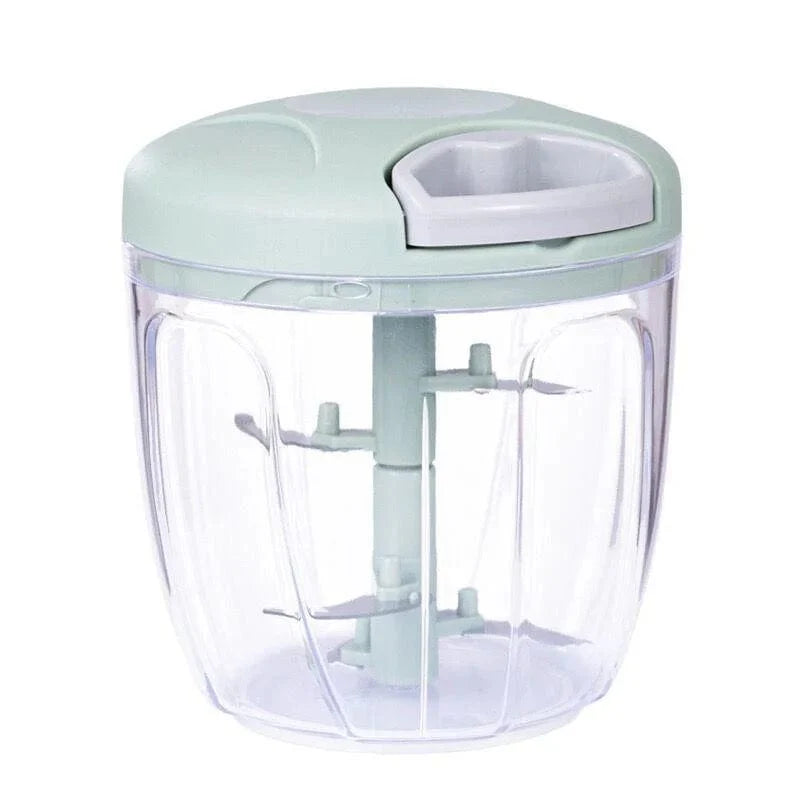 Showlu manual meat mincer and garlic chopper with 500/900ML capacity, featuring a rotating garlic press and vegetable cutter.