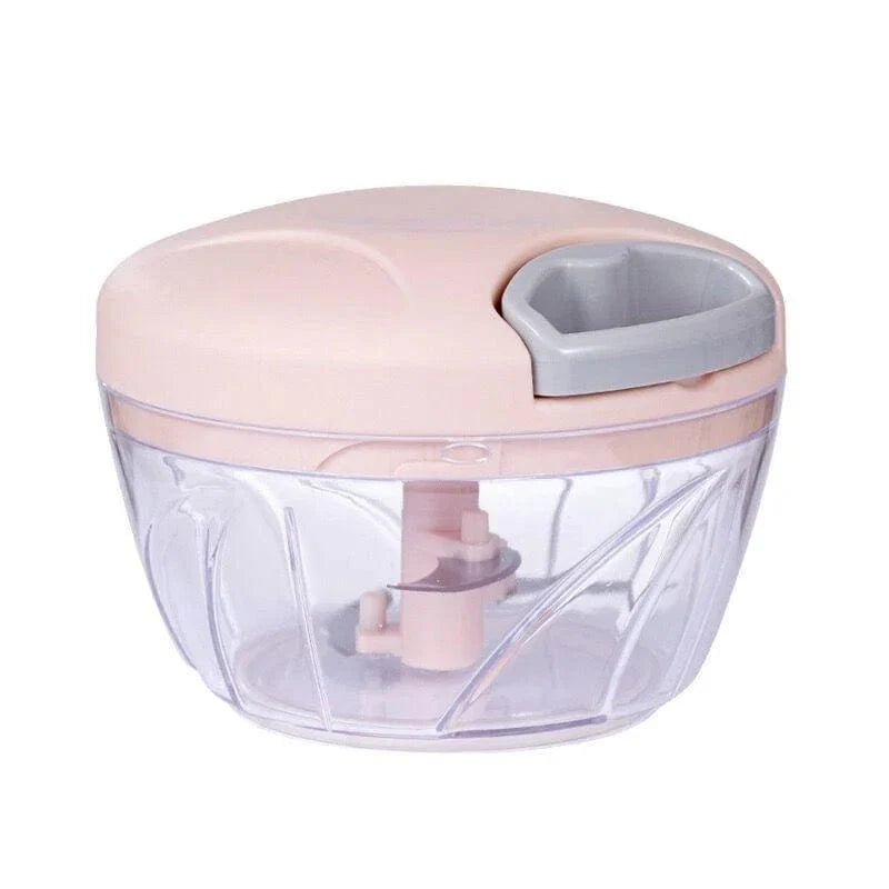 Showlu manual meat mincer and garlic chopper with 500/900ML capacity, featuring a rotating garlic press and vegetable cutter for kitchen use.