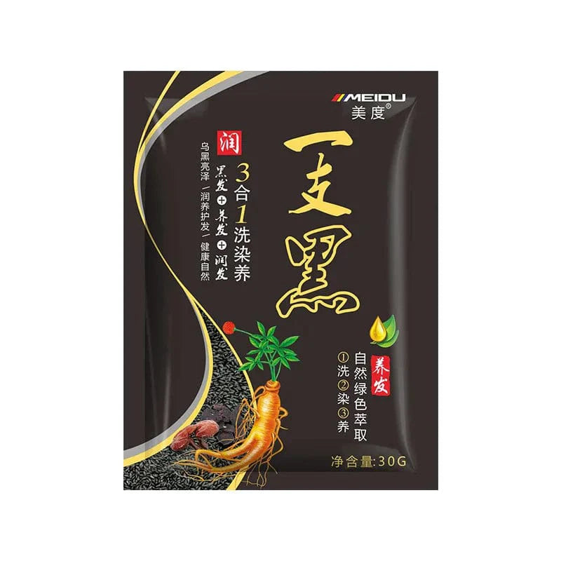 Showlu 3-in-1 herbal hair darkening shampoo for gray hair coverage, 500ml bottle with natural herbal ingredients for men and women.