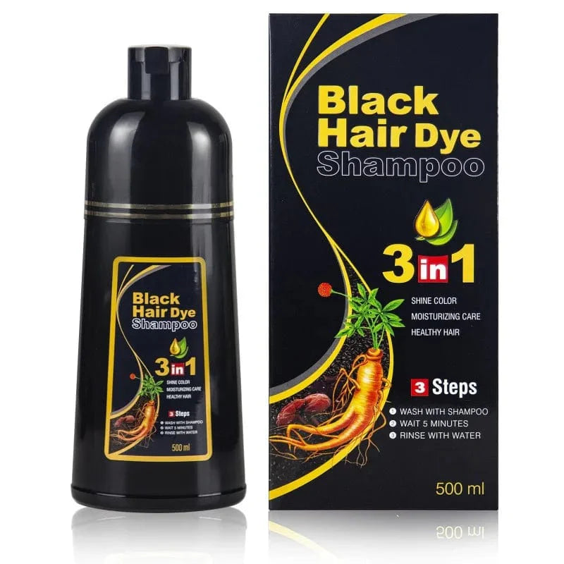 Showlu 3-in-1 herbal hair darkening shampoo for gray hair coverage, 500ml, natural herbal ingredients for men and women