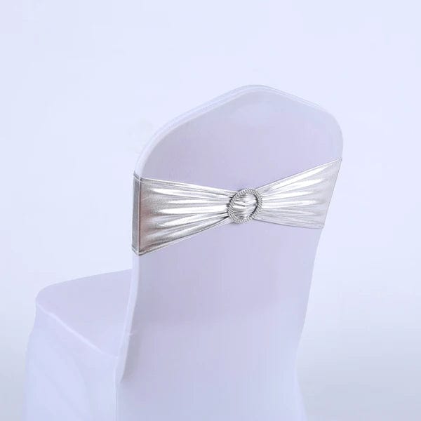 50pcs/Lot Metallic Gold silver Chair Sashes Wedding Chair Decoration Spandex Chair Cover Band for Party Decor birthday sash - SHOWLU FASHION STORE