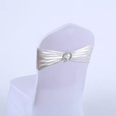 50pcs/Lot Metallic Gold silver Chair Sashes Wedding Chair Decoration Spandex Chair Cover Band for Party Decor birthday sash - SHOWLU FASHION STORE