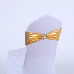 50pcs/Lot Metallic Gold silver Chair Sashes Wedding Chair Decoration Spandex Chair Cover Band for Party Decor birthday sash - SHOWLU FASHION STORE