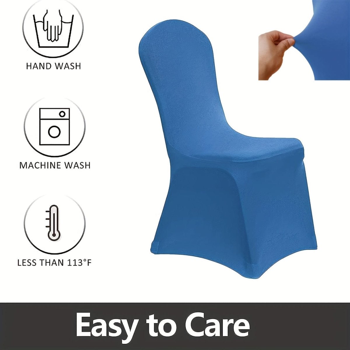 Set of 10 washable stretch spandex dining chair slipcovers with elastic fit, designed to protect and refresh dining room chairs.
