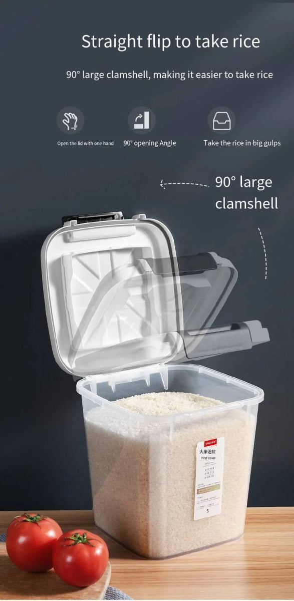 5/15/25Kg Large Rice Bucket Kitchen Home Rice Bucket Storage Sealed Transparent Flap Storage Box Moisture - Proof and Insect - Proof - SHOWLU FASHION STORE