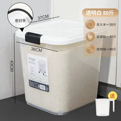 5/15/25Kg Large Rice Bucket Kitchen Home Rice Bucket Storage Sealed Transparent Flap Storage Box Moisture - Proof and Insect - Proof - SHOWLU FASHION STORE