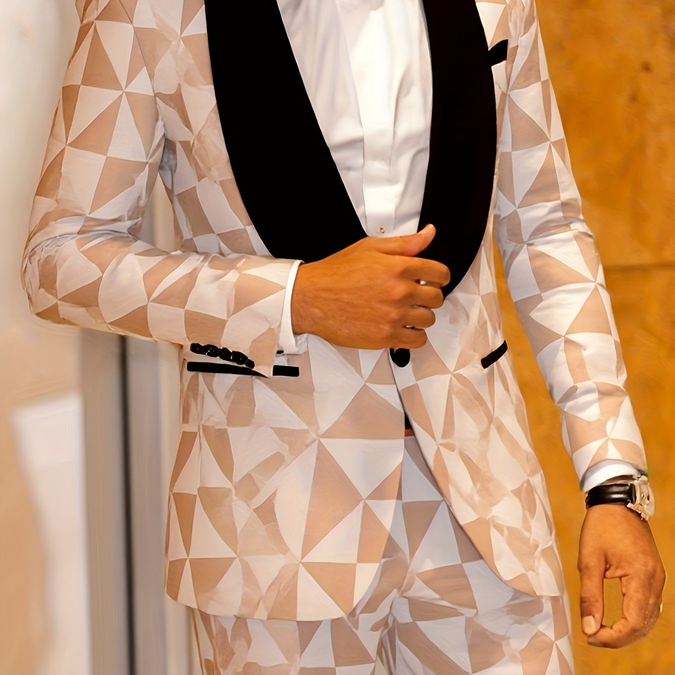 Men's slim fit tuxedo suit by SHOWLU FASHION, embroidered 2-piece set featuring jacket and matching trousers, formal evening wear