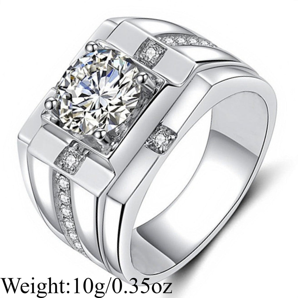 SHOWLU Men's synthetic zirconia ring featuring a sleek copper band, suitable for stylish party jewelry and elegant accessories.