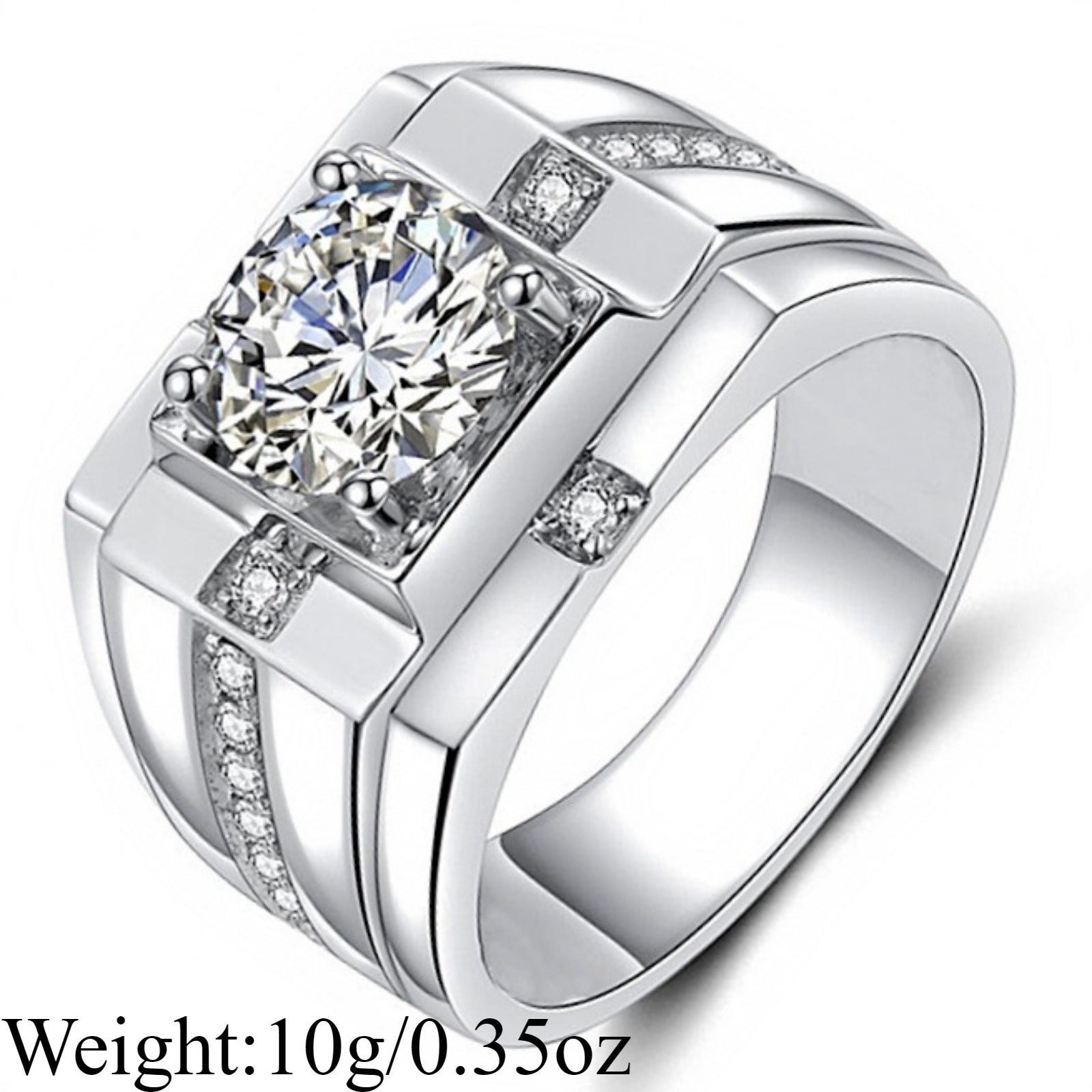 SHOWLU Men's synthetic zirconia ring featuring a sleek copper band, suitable for stylish party jewelry and elegant accessories.