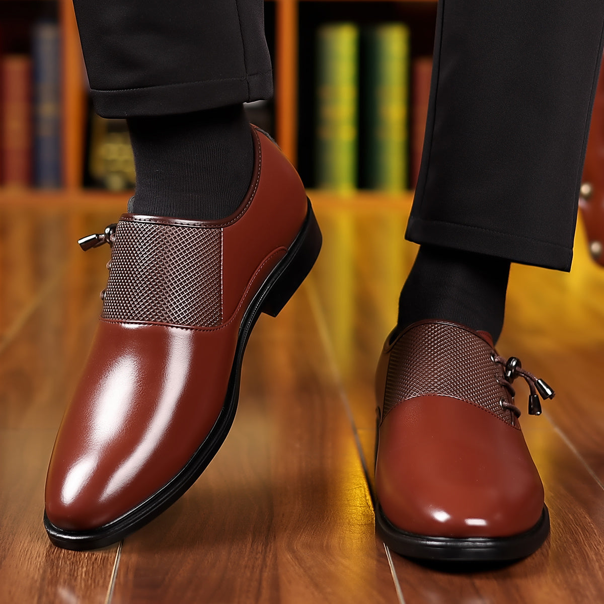 Brown men's business casual loafers by SHOWLU FASHION STORE with slip-on design and rubber sole, suitable for professional or casual wear.