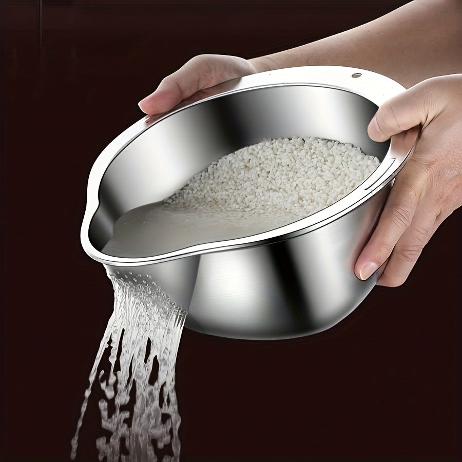 SHOWLU FASHION stainless steel kitchen colander with handles, multi-purpose drain basket for rinsing fruits, vegetables, and pasta.