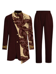 Men's Casual Long-sleeved Two-piece Suit, Mid-length Top And Trousers